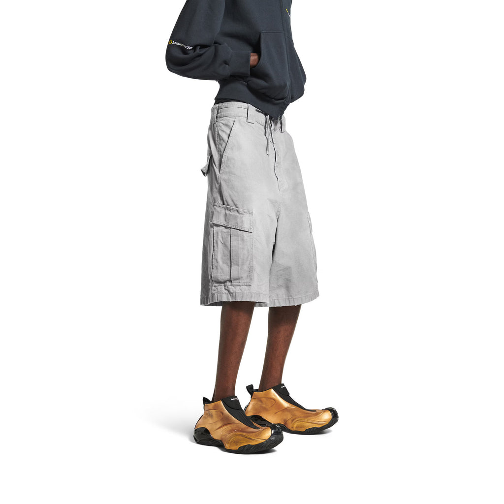 Balenciaga Men's Summer Do-Over Multi-Pocket High Street Solid Color Loose Cotton Work Shorts #77274