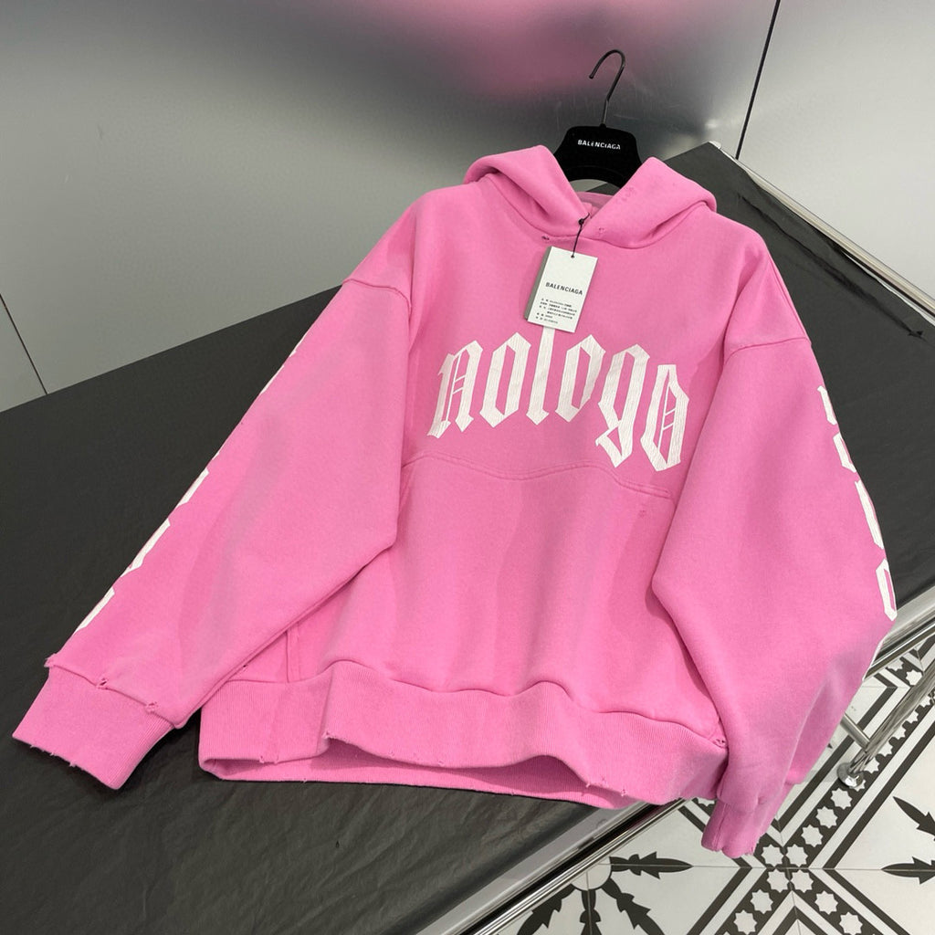Balenciaga Men's Women's Cotton Spring And Autumn Letter Printed Fitted Casual Long Sleeve Hooded Sweatshirt Trendy Elastic Sweatpants Ngvp #7435