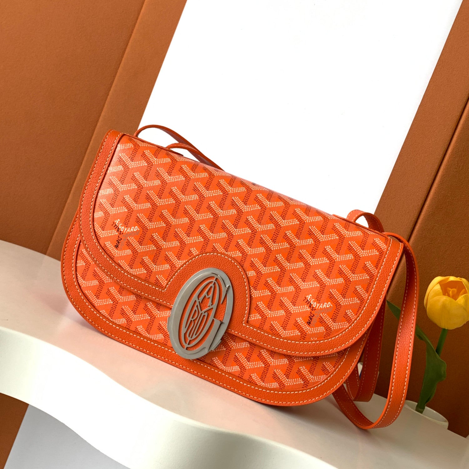 GOYARD Men's and Women's Old Flower Full Print Adjustable Shoulder Strap Canvas Patchwork Leather Flap Messenger Bag Shoulder Crossbody Bags #75318