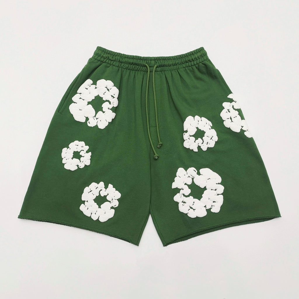 Denim Tears Men's And Women's Summer Fashion Casual Solid-color Printed Pattern Waist Elastic Drawstring Loose Fit Relaxed Shorts #79534