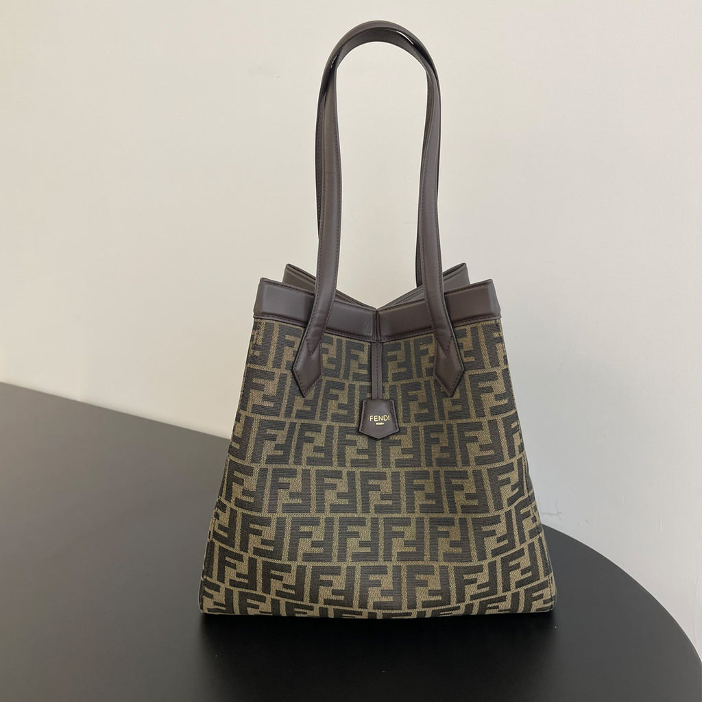 Fendi Origami Medium Handbag Brown FF Jacquard Fabric Handbag Women's Luxury Trend Clutch Temperament Fashion Bag Bags 8BS083AFPMF1GL7  #81635