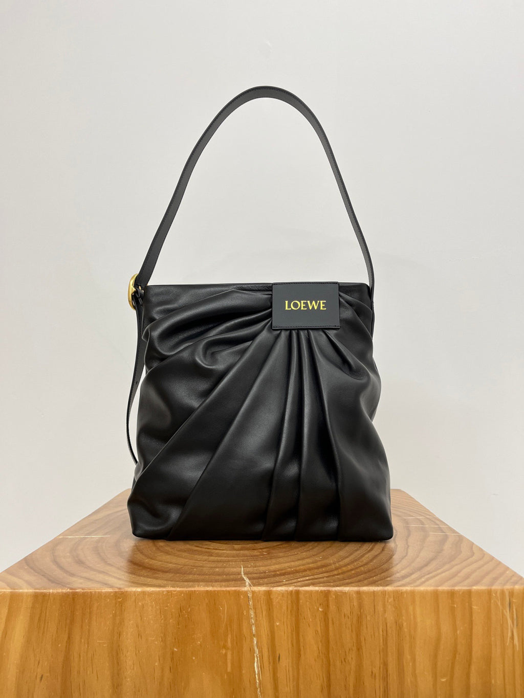 Loewe Draped Tote in Mellow Nappa Lambskin Black #336454