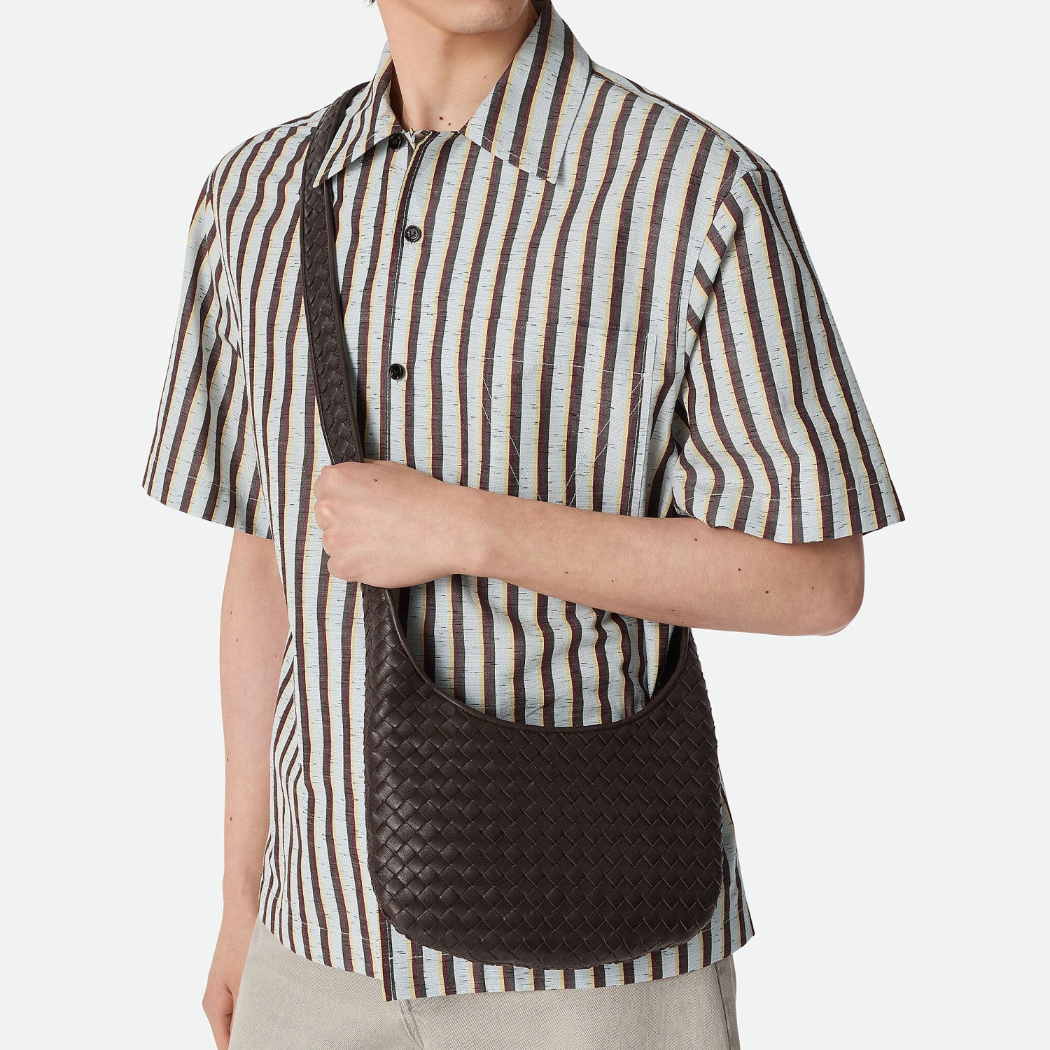 Bottega Veneta  Small Veneto Men's And Women's Fashionable Simple  Classic Checkered Weave Solid Color Leather Crossbody Bag And Handbag Bags 836918V5RI12816 #78345