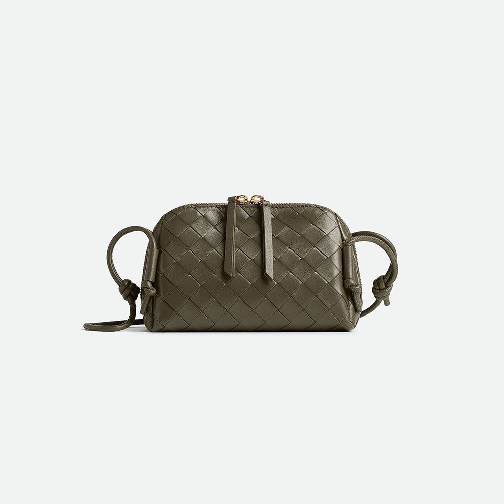 Bottega Veneta Women's Concert Intrecciato Weave Adjustable Tubular Shoulder Strap Sliding Knotted Sheepskin Clutch #332754