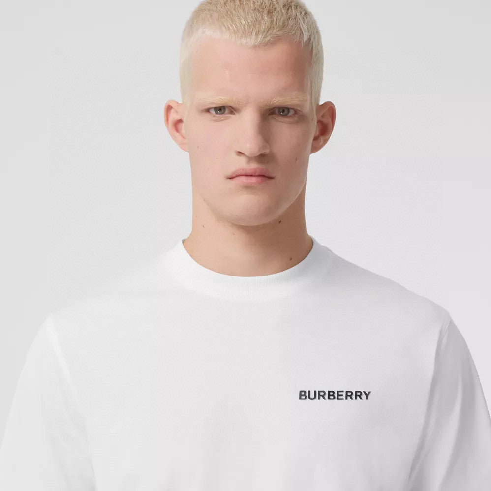 Burberry Men's Spring/Summer Solid Color Logo Cotton Loose Straight Short Sleeve T-Shirt #76327