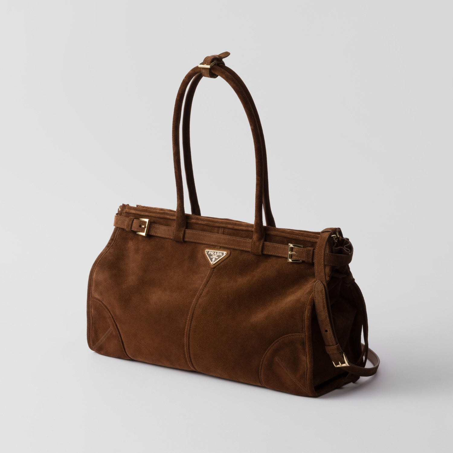 Prada Bonnie Soft Lux Women's Solid Colour Classic Fashion Large Suede Leather Handbag With Metal Triangle Logo Zipper Closure Tote Bag Bags 1BA439 #78152