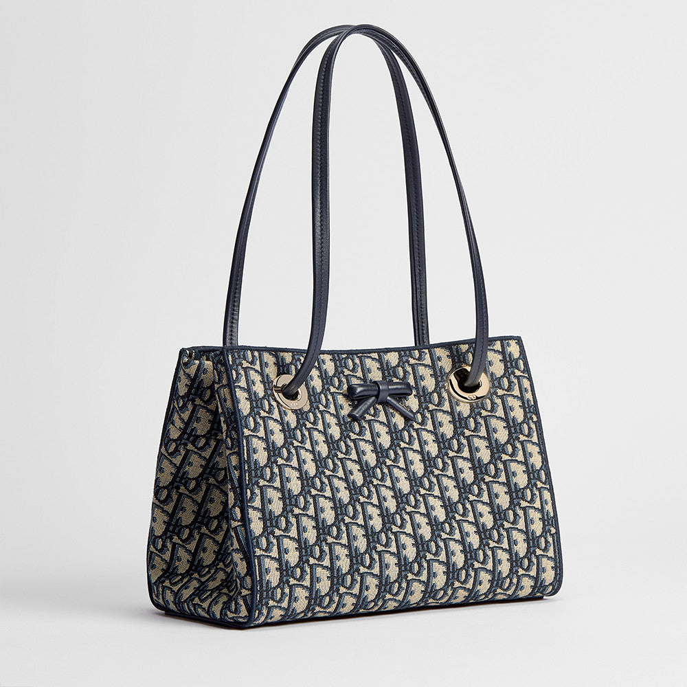 DIOR Small Dior Promenade Shopping Bag Blue Dior Oblique Jacquard #376636