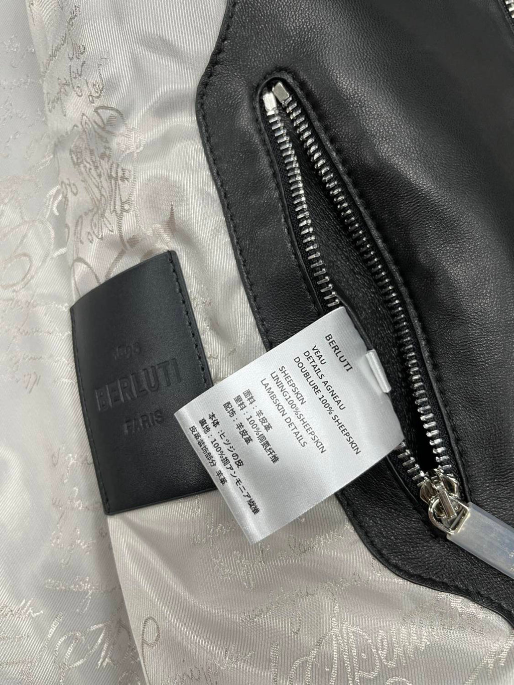 Berluti Men's Autumn And Winter Fashion Solid Color Sheepskin Zipper Long Sleeve Casual Alternative Hooded Leather Jacket Ngvp #9183