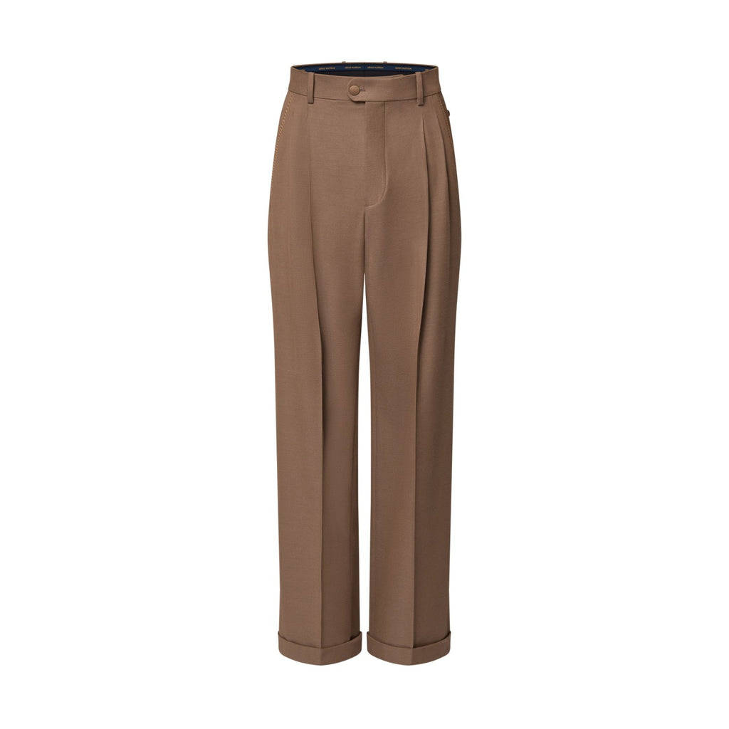 Louis Vuitton Men's Spring & Autumn Solid Color Button Mid Waist Straight Leg Casual Pants #73274