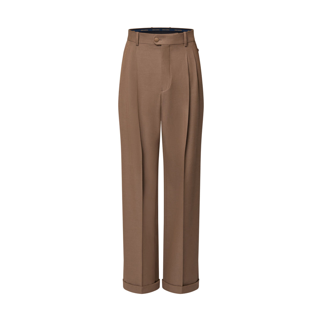 Louis Vuitton Men's Spring & Autumn Solid Color Button Mid Waist Straight Leg Casual Pants #73274