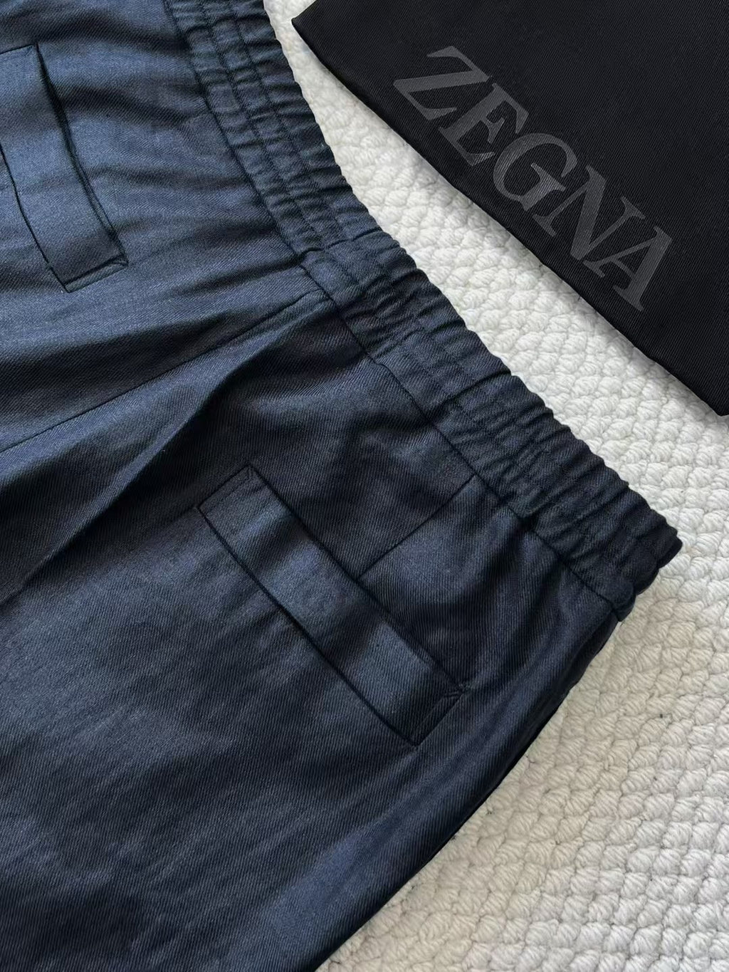 Ermenegildo Zegna Men's Spring And Summer Solid Color Casual Comfortable Elastic Waist Trousers Pants #75522