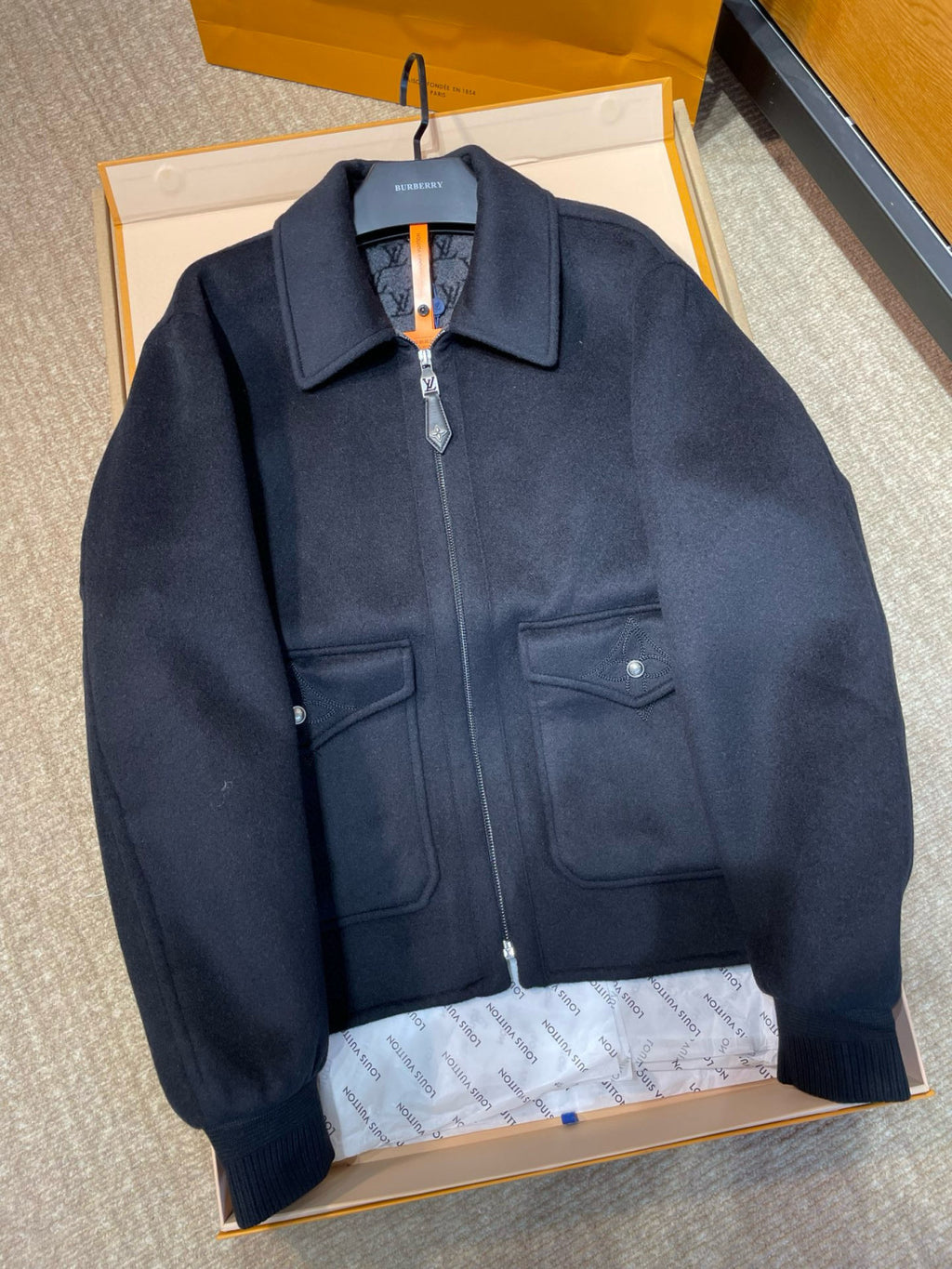 Louis Vuitton Men's Fall/Winter Fashion Casual Solid Color Lapel Zipper Double Faced Waist Tuck Wool Jacket #78932