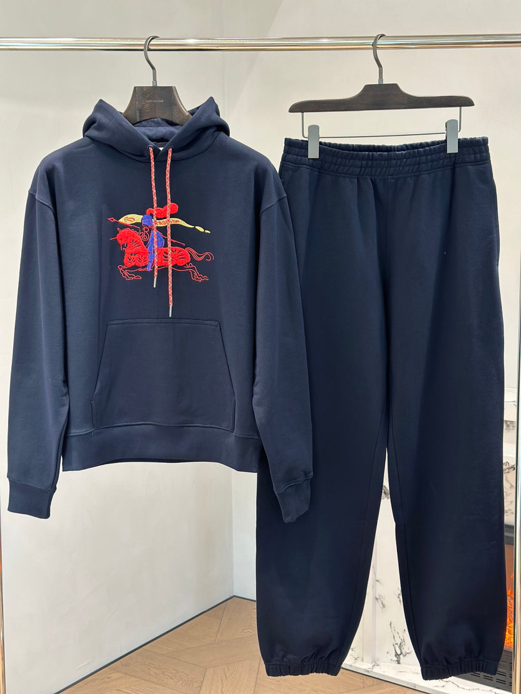 Burberry Men's Cotton Hoodie Jogging Pants in Navy #335634