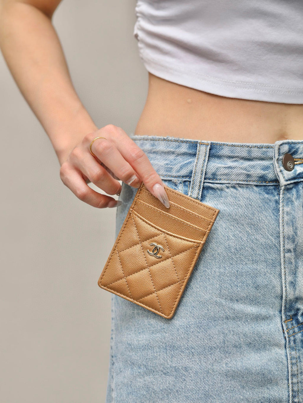 Chanel Women's Logo Checkered Solid Color Vertical Card Purse Wallet Casual Leather Bags Bag #71927