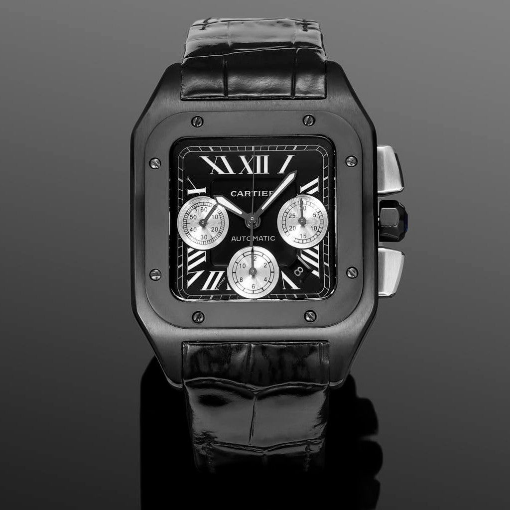 Cartier Santos Men's Automatic Mechanical Movement Roman Scale Date Display Chronograph 100M Water Resistant Mechanical Watch #72997