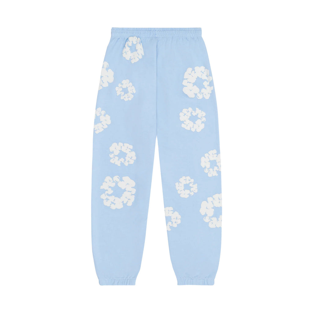 Denim Tears Men's And Women's Spring/fall Fashion Trend Solid Color Elastic Waist Tie Up Cotton Flower Foam Print American High Street Chic Brand Cuffed Sweatpants Long Pants #79536