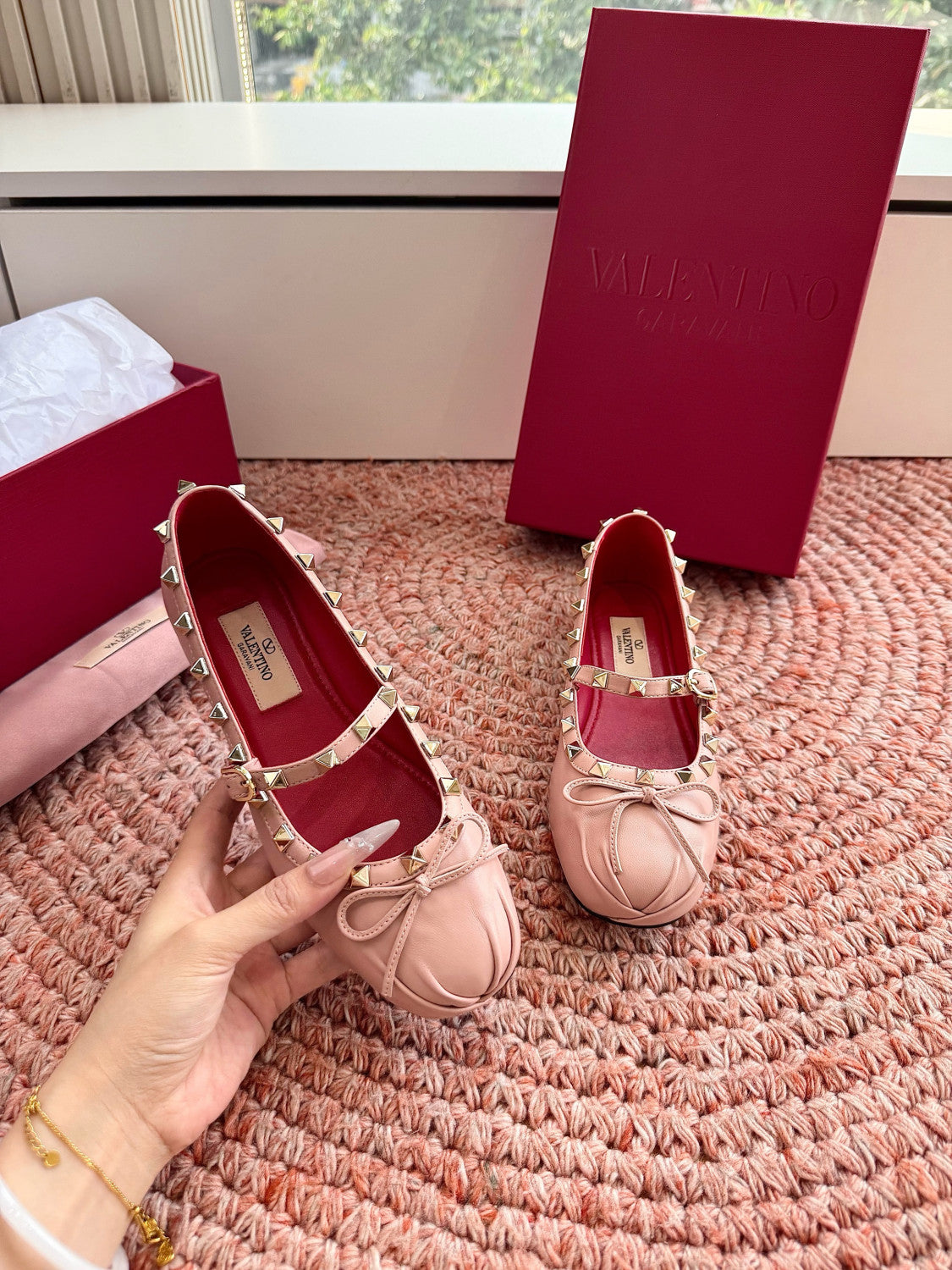 Valentino Mary-jane Rockstud Ballerina In Nappa 05mm for Woman #385077