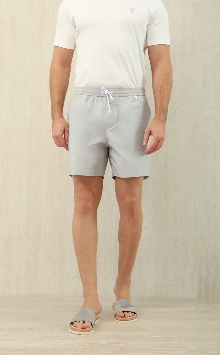 Loro Piana Men's Summer Letter Solid Color Mid Waist Tie Straight Bay Swim Shorts Ngvp #9959