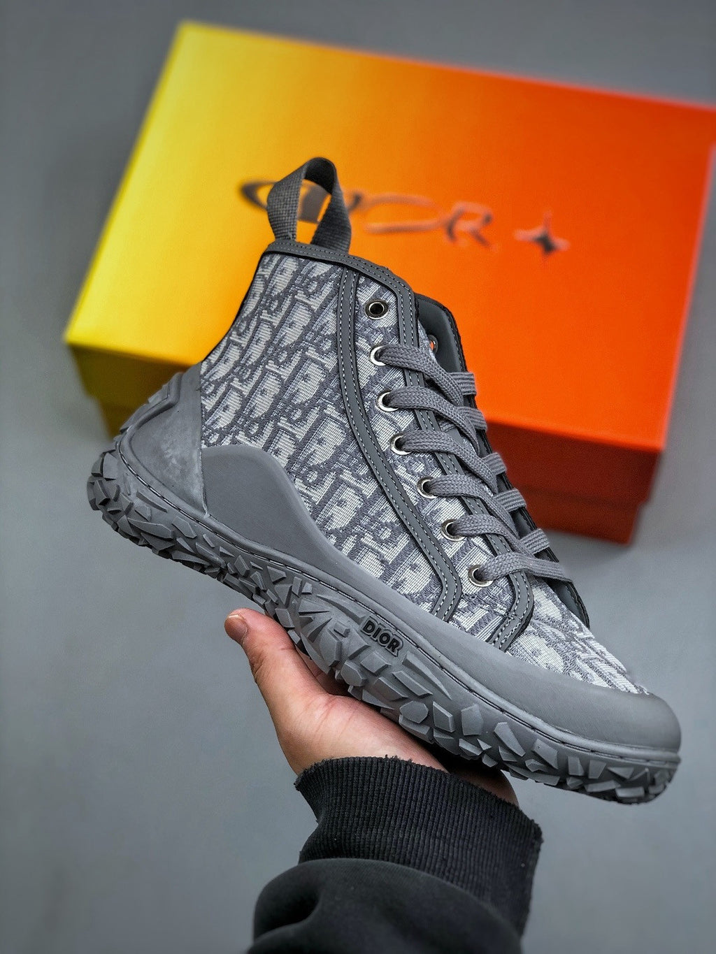 Dior Men's B28 Black Dior Oblique Jacquard and Rubber High Top Sneakers Trainers #335983