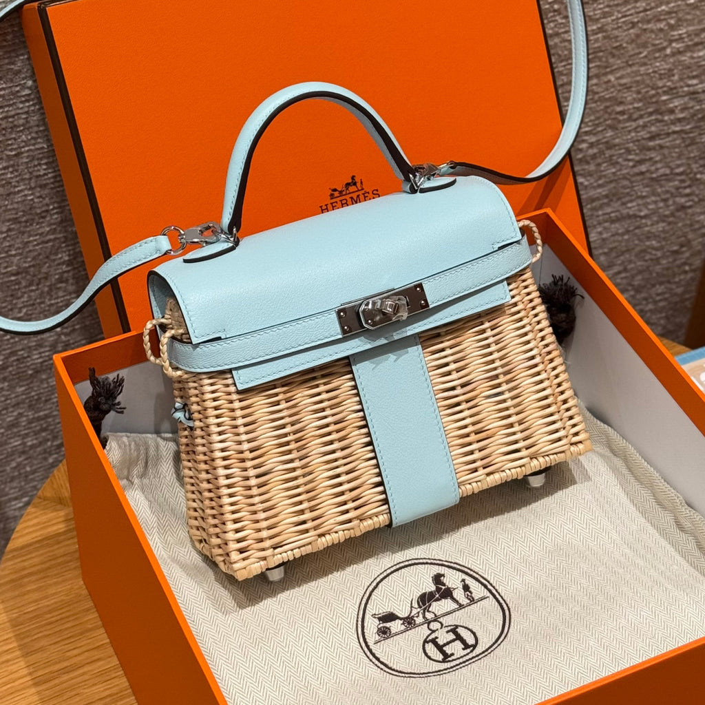 Hermes Women's Classic Fashion Silver Buckle Leather Wicker Handbag Crossbody Bag Shoulder Bag Bags #78424