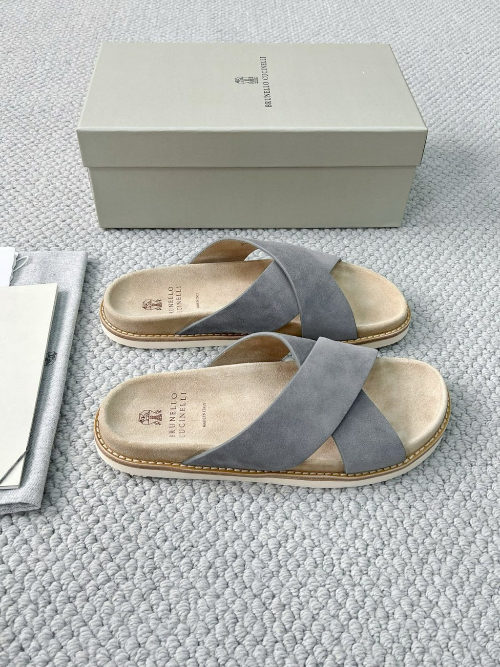 Brunello Cucinelli Men's Summer Solid Color Suede Leather Sandals Slippers Shoes #77385