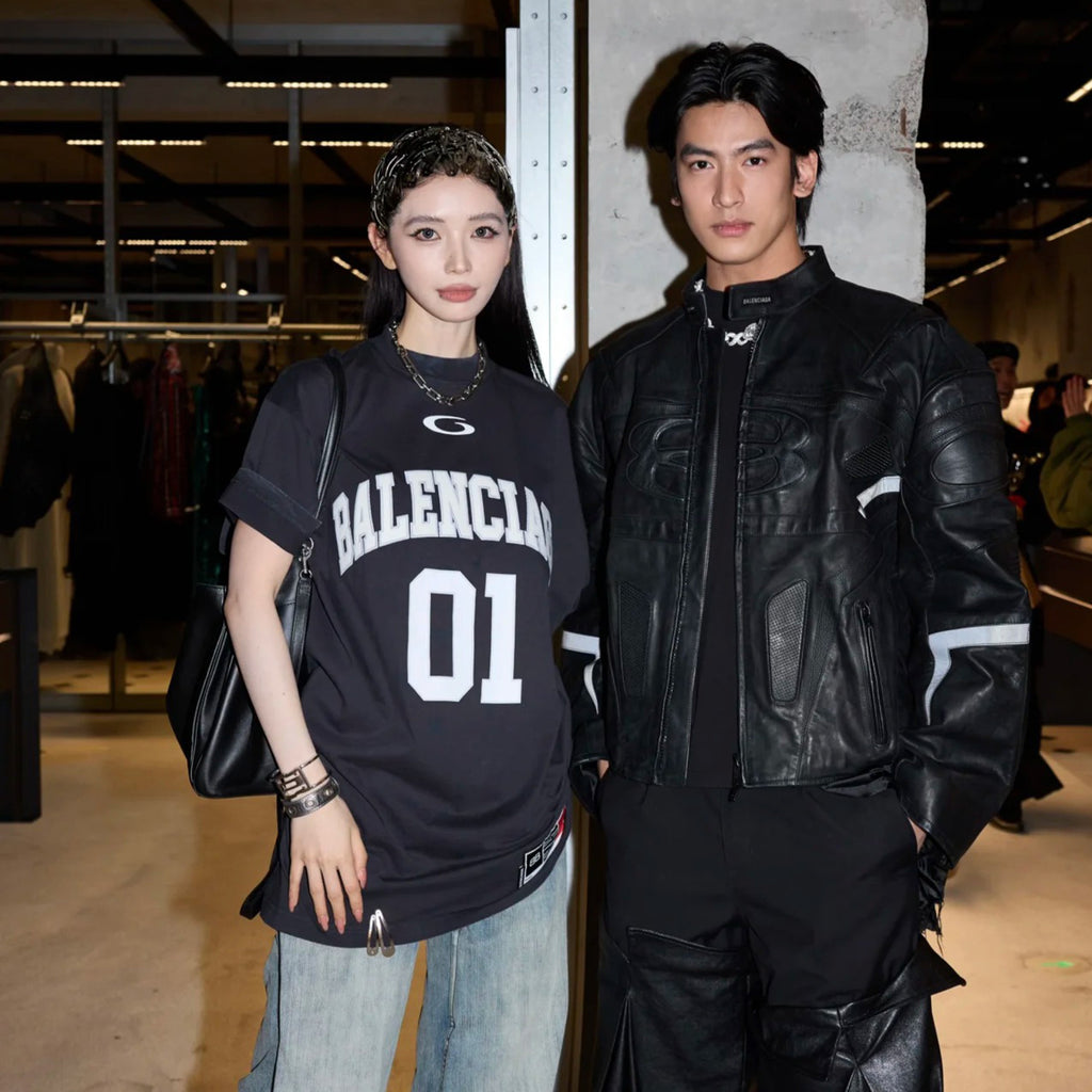 Balenciaga Basketball Series Men's Black And White Retro Plain Knit Silhouette T-shirt 01 Jersey High Street Trendy Short Sleeve Round Neck Loose T-shirt #71857