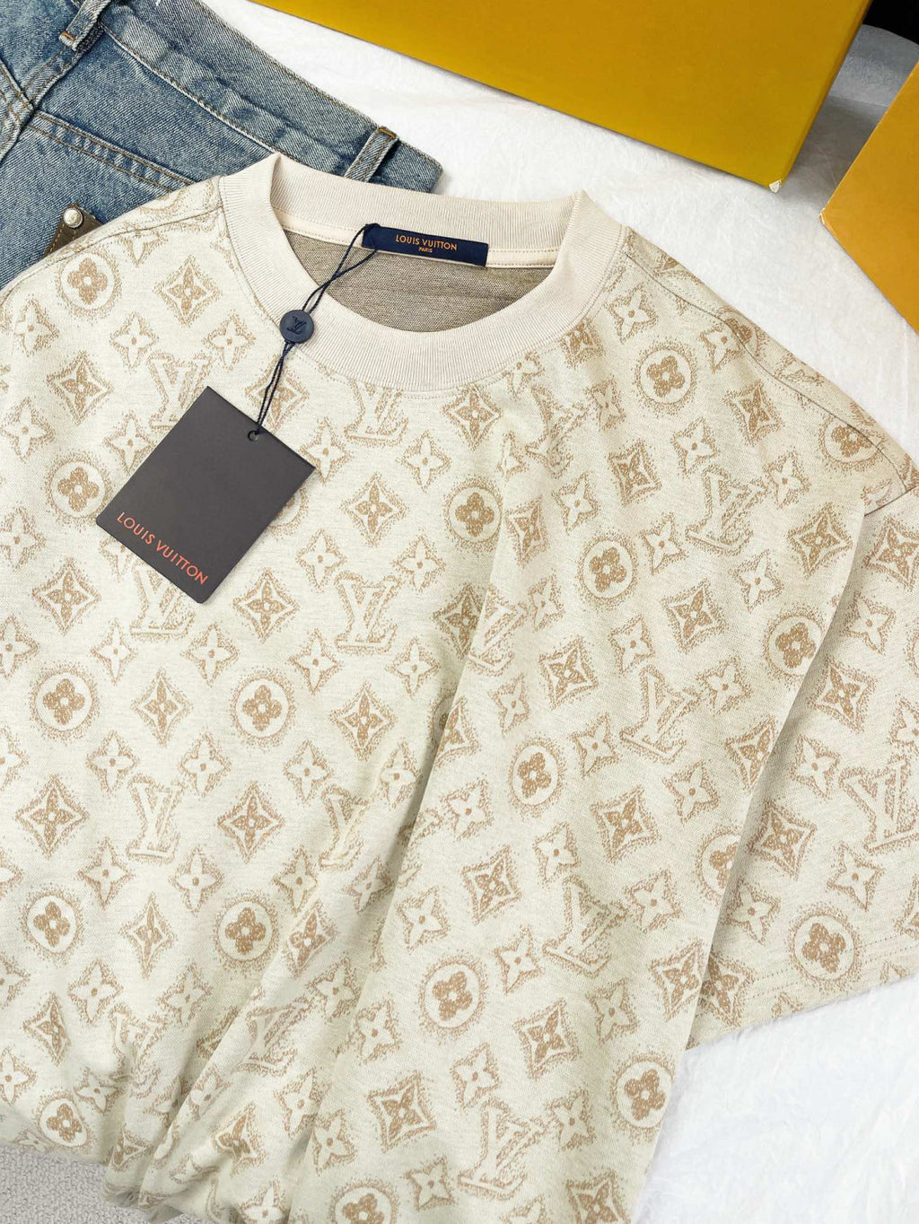 Louis Vuitton Men's Summer Logo Full Print Casual Crew Neck Cotton Short Sleeve T-Shirt #99273