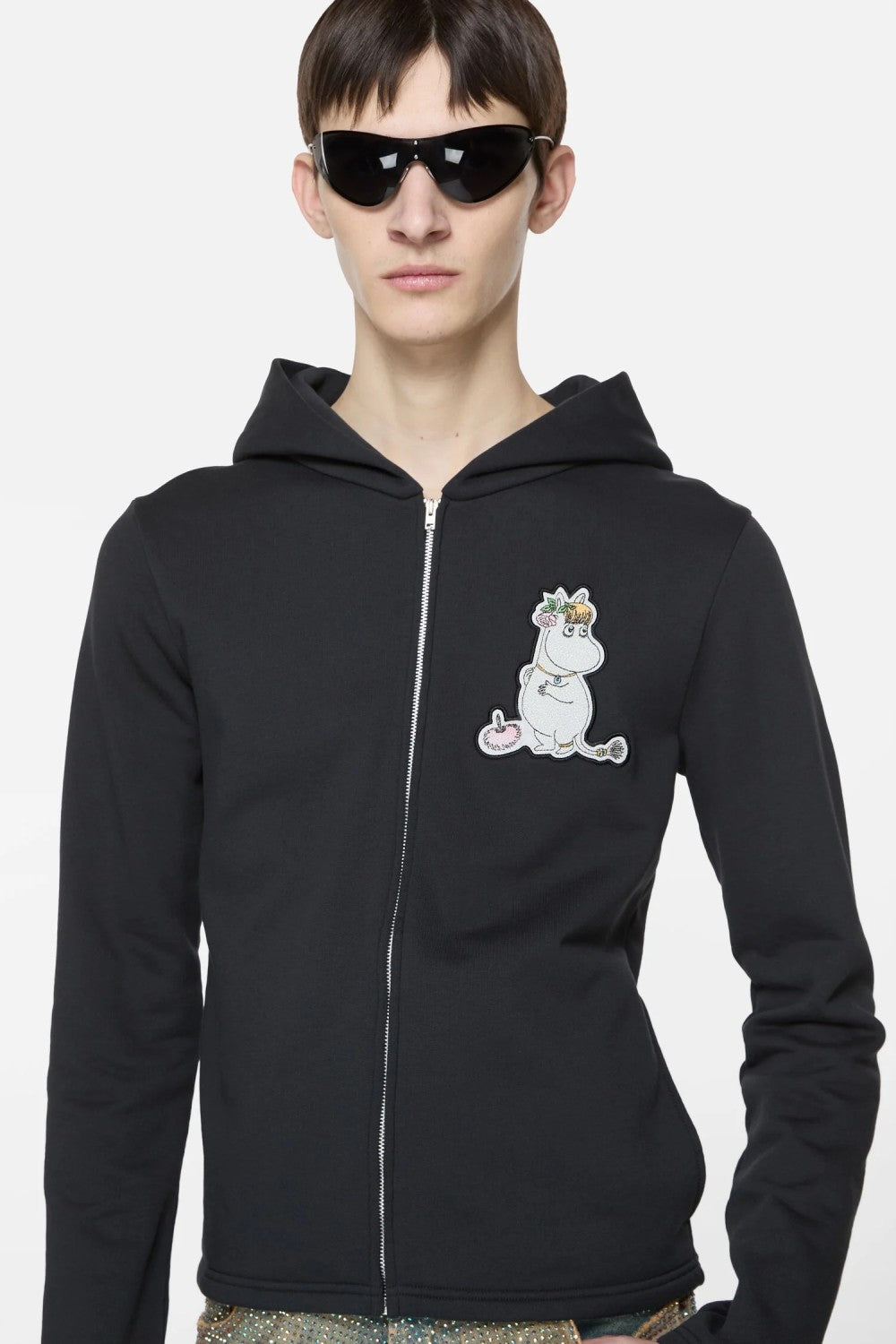 Acne Studios X Moomin Artist Tove Jansson Cartoon Print Fashion Trend Black Hooded Zipper Sweatshirt High Street Style Fall/winter Ngvp #2654