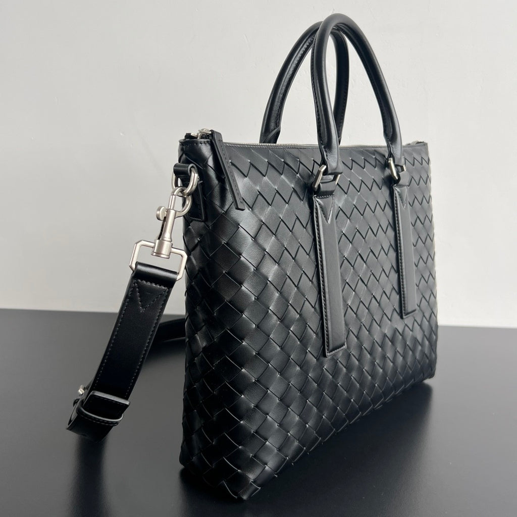 Bottega Veneta Intrecciato Men's Solid Color Adjustable Detachable Shoulder Strap Woven Calfskin Briefcase Handbag Bag Bags #77518