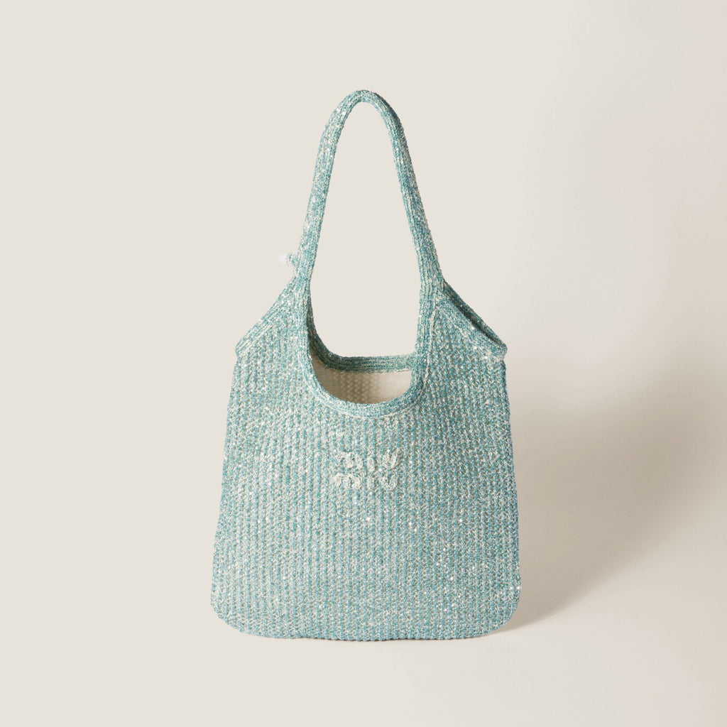 MiuMiu Ivy Sequin Mesh Women's Solid Color Sequined Shoulder Bag with Detachable Handbag Bags and Embroidered Letter Logo #77693