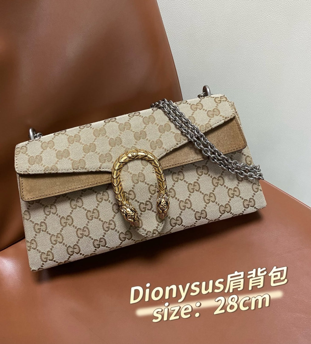 GUCCI Dionysus Medium Shoulder Bag GG Canvas #383686