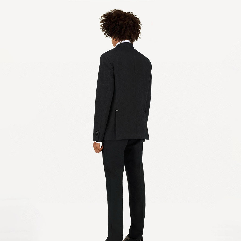 Louis Vuitton Men's Spring And Autumn Embossed Monogram Double Breasted Lapel Long sleeved Black Blazer Jacket #98638