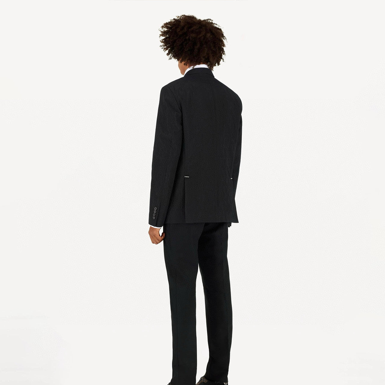Louis Vuitton Men's Spring And Autumn Embossed Monogram Double Breasted Lapel Long sleeved Black Blazer Jacket #98638