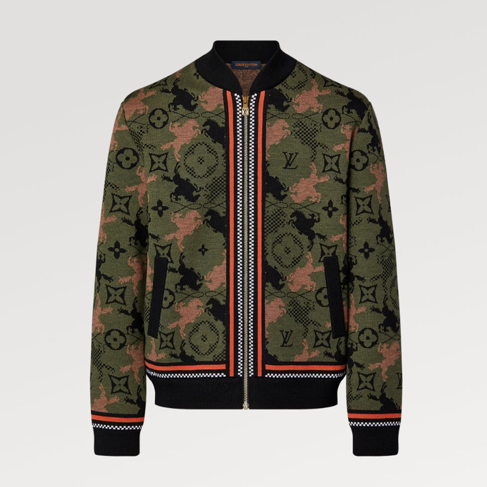 Louis Vuitton Men's Spring Autumn Solid Color Jacquard Pattern Sheep Wool Pilot Knit Long Sleeve Coat Jacket #71534
