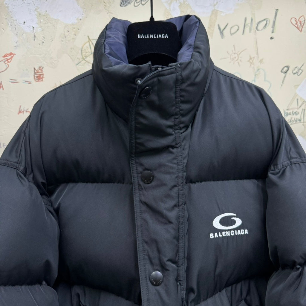Balenciaga Women's Autumn and Winter Solid Color Reversible Letter Logo Pattern Printed Long Sleeve Puffer Down Jacket #73839