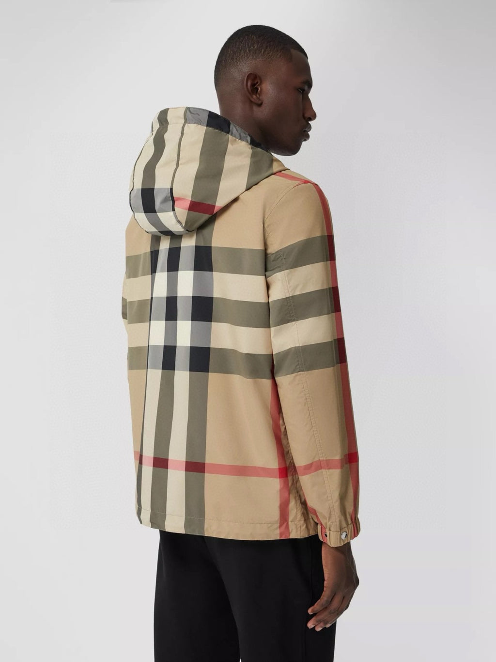 Burberry Men's Spring and Fall Reversible Plaid Checked Printed Hooded Long Sleeve Zipper Jacket #72612