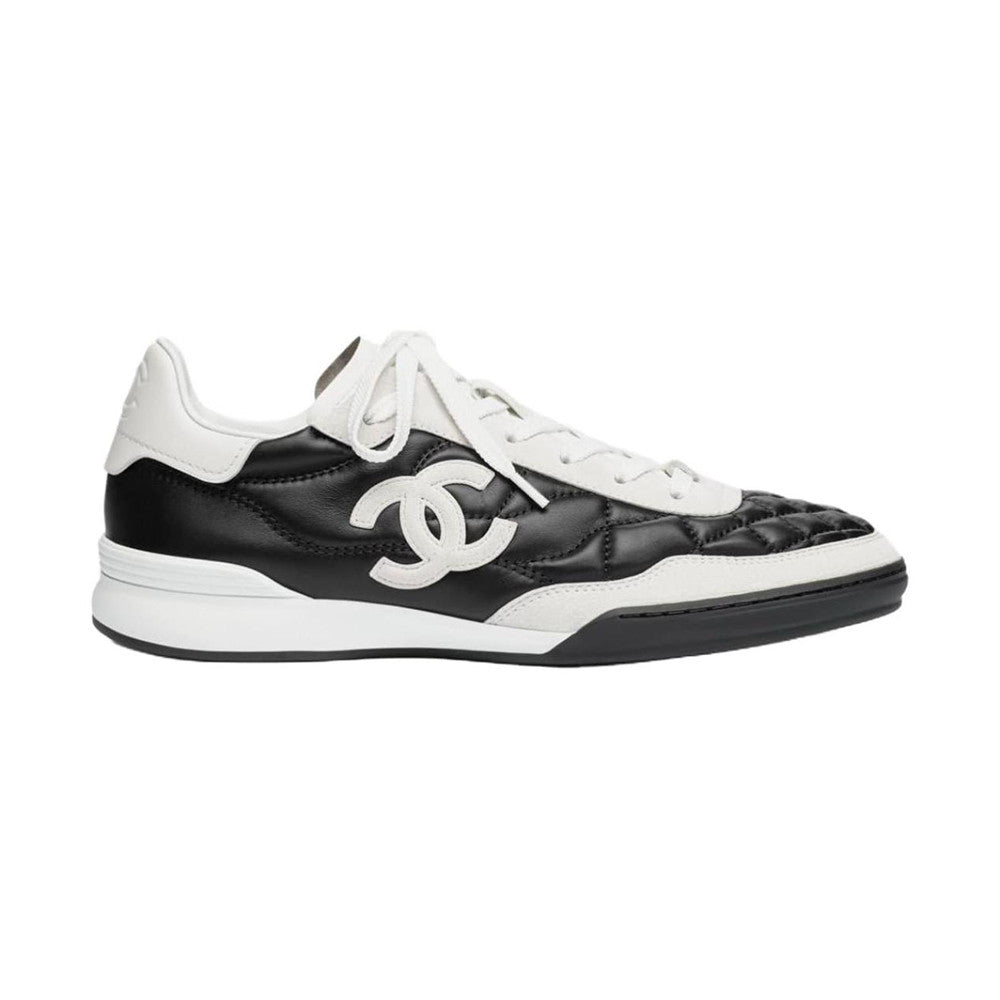 CHANEL Sneakers Calfskin Suede Kidskin White Black #378783