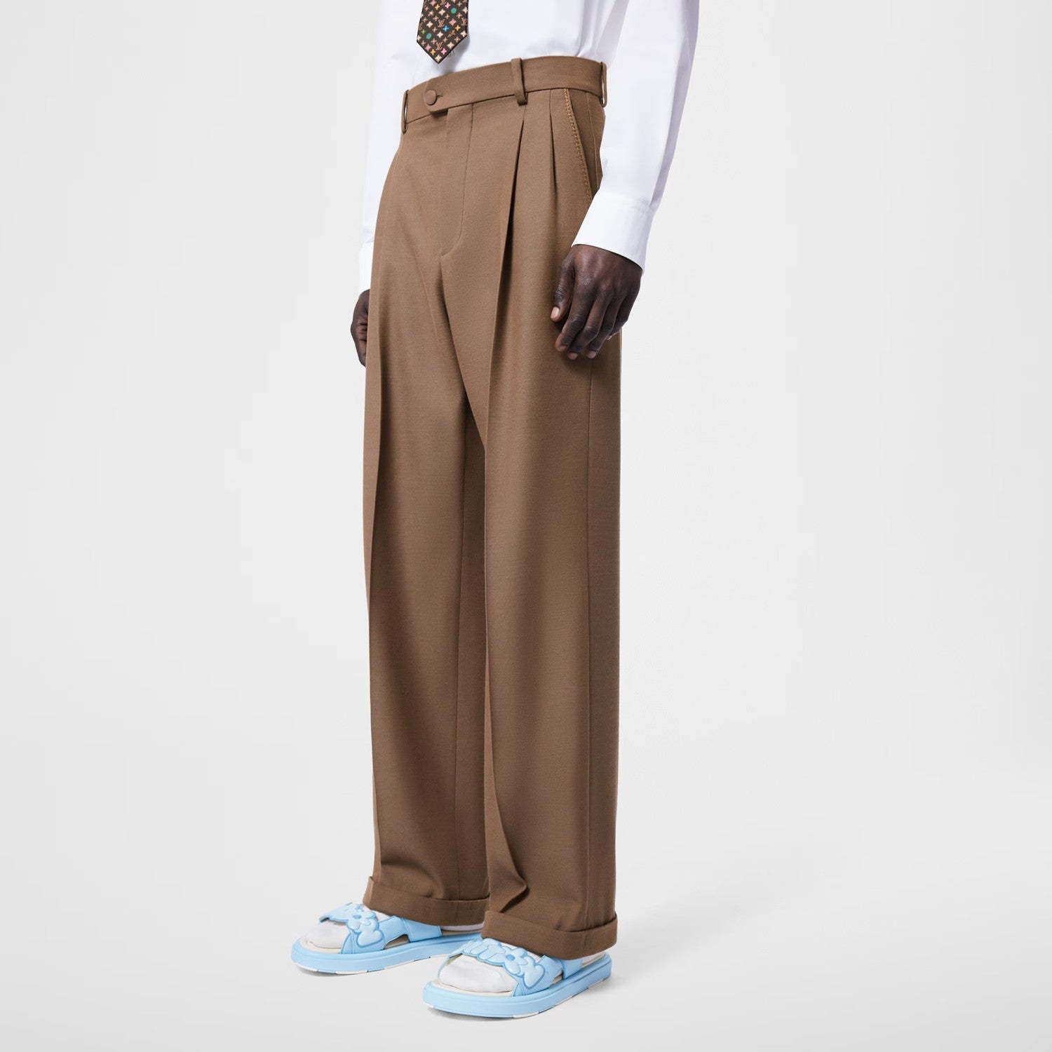 Louis Vuitton Men's Spring & Autumn Solid Color Button Mid Waist Straight Leg Casual Pants #75527