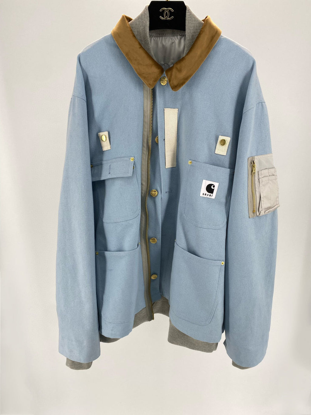 Sacai Carhartt WIP Canvas x MA-1 Jacket Michigan Men's Fall And Winter Loose Casual Fake Two Pieces Splicing Jacket #96979