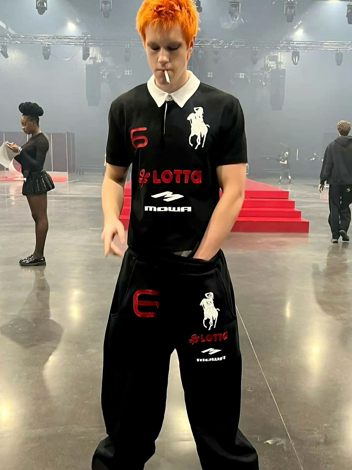 Mowalola Atl Opium Yvl Style Angel War Horse Embroidered Baggy Loose Wide Leg Sweatpants Men's Spring And Fall Fashion Pants #81432