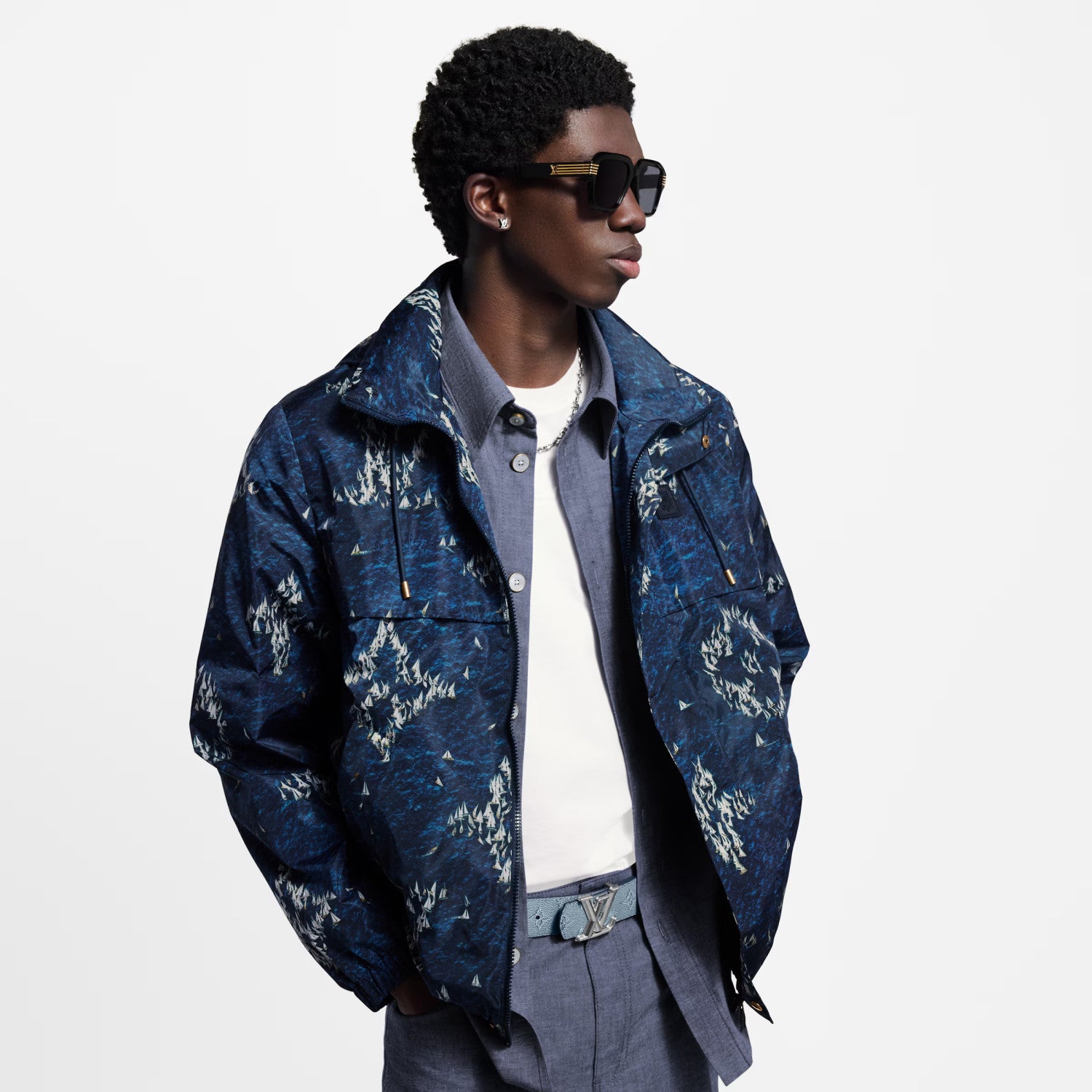 Louis Vuitton Men's Sailing Logo Printed Spring Solid Color Long Sleeve Hooded Windproof Jacket #77272