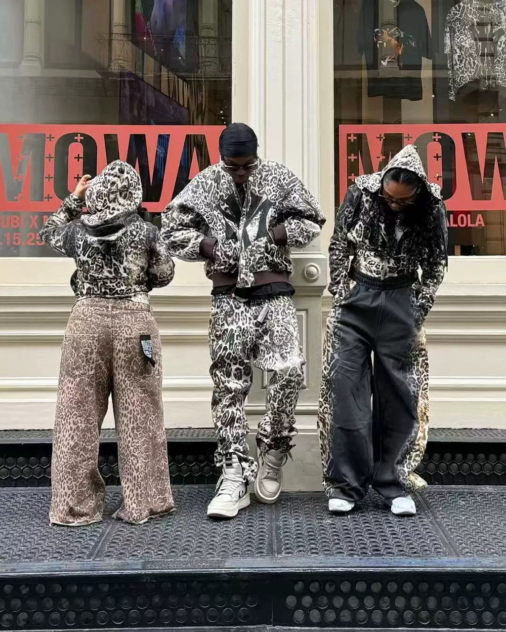 Mowalola x Ksubi Men's Women's Four Seasons High Street Leopard Gradient Print Elastic Waist Loose Knit Sweatpants Ngvp #1925