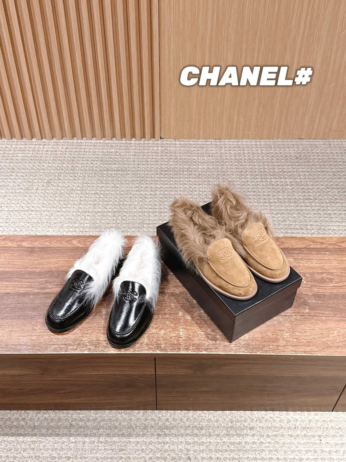 Chanel Moccasins Suede Kidskin Shearling Lambskin Brown #334371