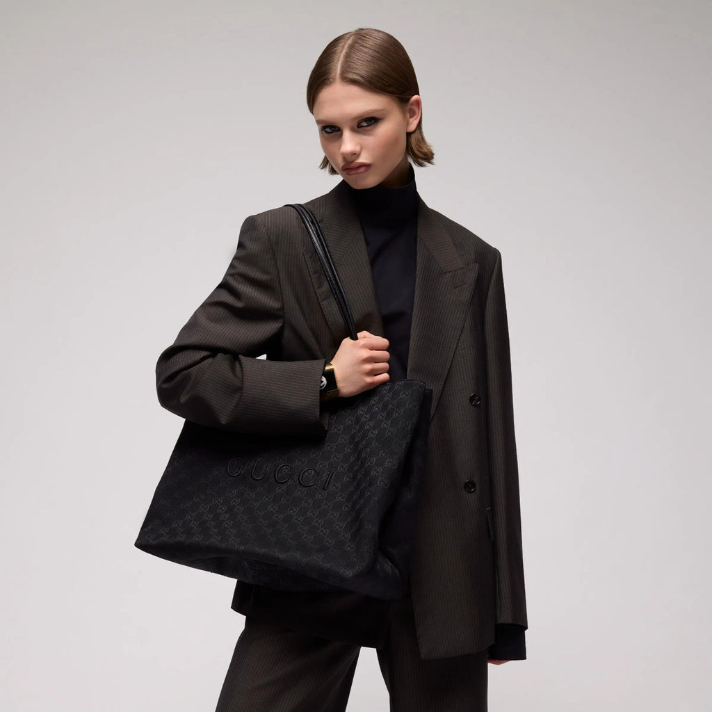Gucci NY Limited Edition Large Tote Bag Gucci Core Runway Show Black GG Canvas Bags A00B4RFAGNG1000 #197404