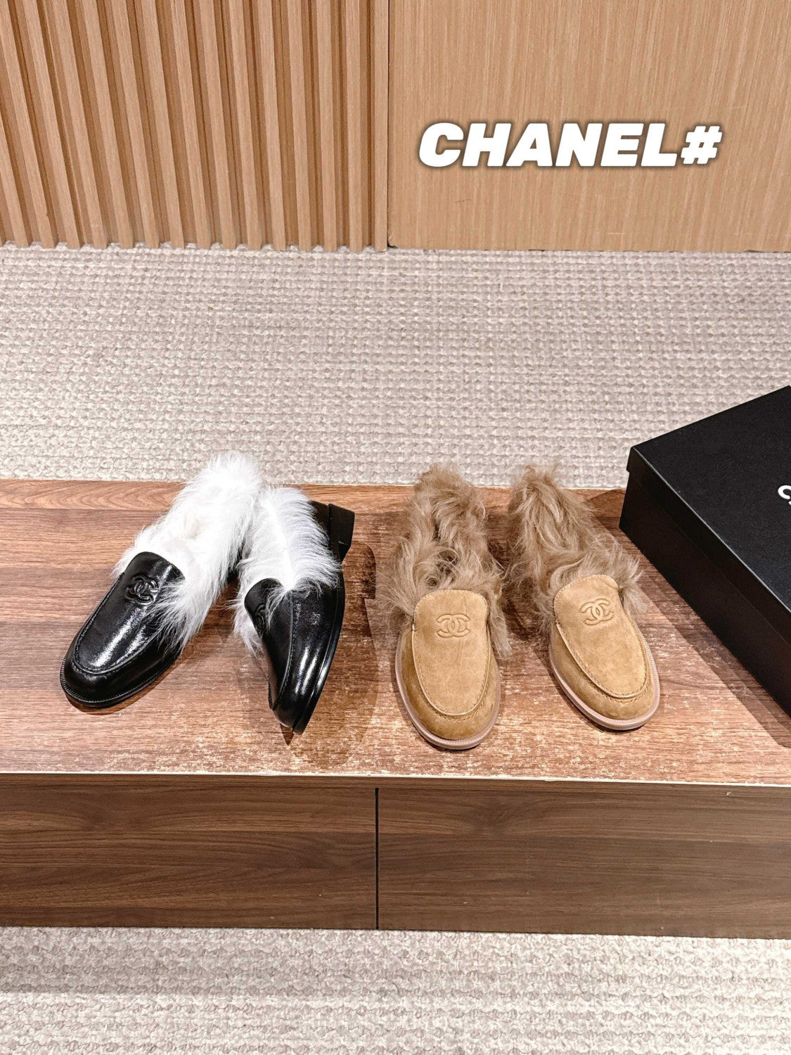 Chanel Moccasins Suede Kidskin Shearling Lambskin Brown #334371
