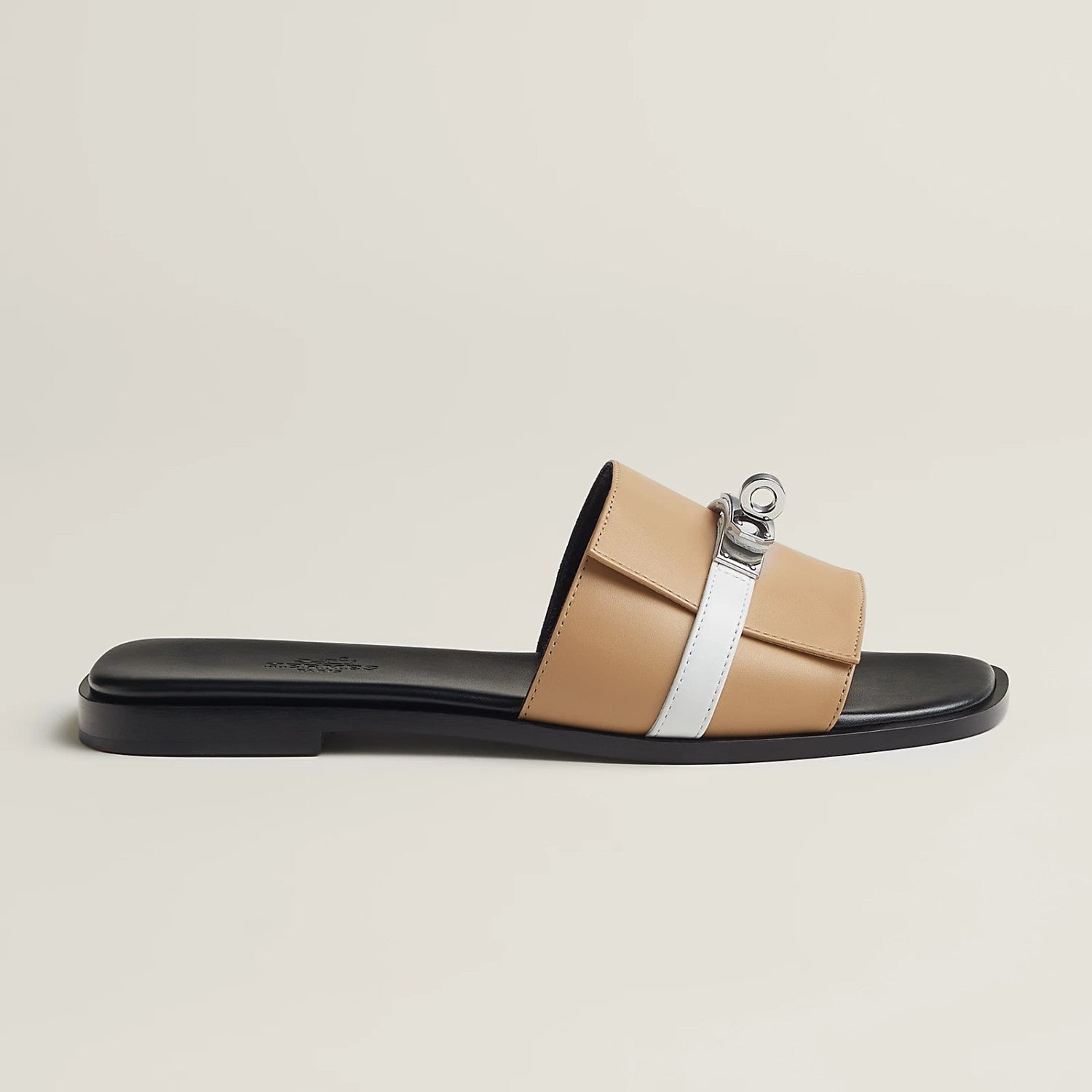 Hermes Giulia Women's Summer Metal Buckle Round Toe Leather Sandals Slippers Shoes #77657