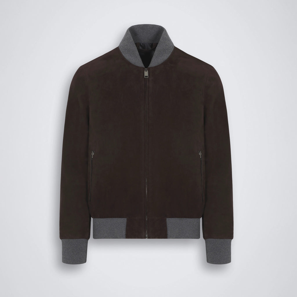 Brioni Men's Fall/Winter Fashion Casual Crew Neck Zipper Color Blocked Suede Jacket #79134