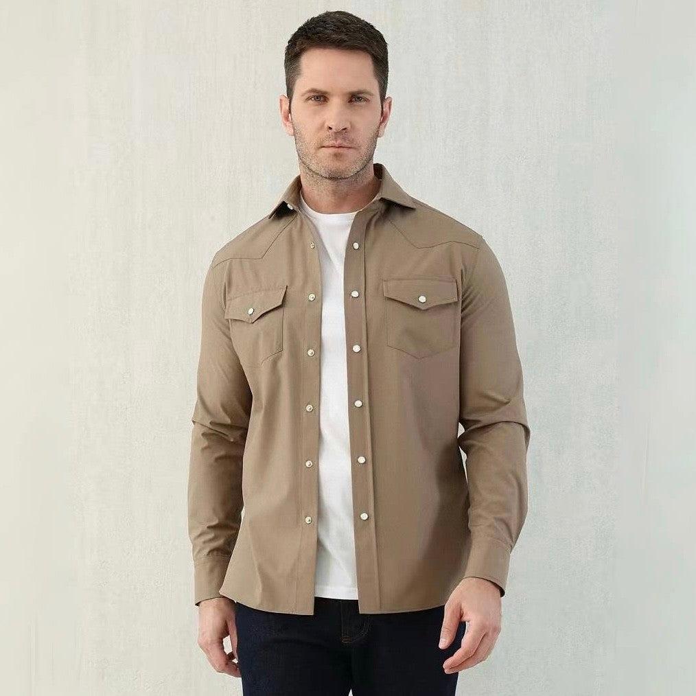 Brunello Cucinelli Men's Spring And Autumn Lapel Single-Breasted Solid Colour Shirt Fashion Casual Long-Sleeved Shirt Jacket Ngvp #1471
