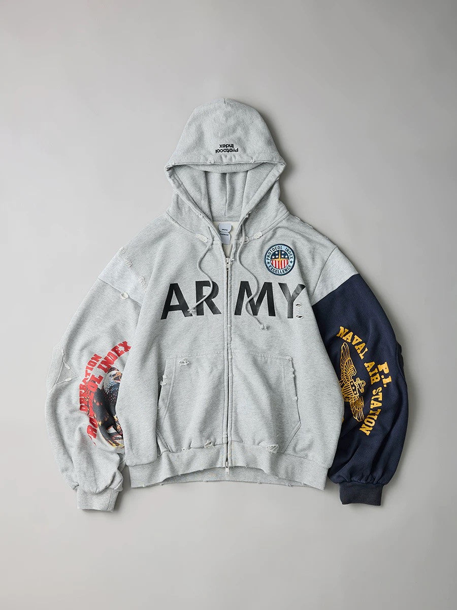 Protocol Index Reconstructed Sweatshirts Zip Hoodie Melange Grey #334249