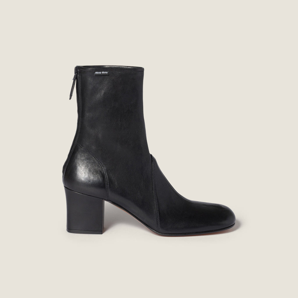 MiuMiu Nappa Women's Spring/Fall Fashion Casual Chunky Heel Leather Round Toe Slip On Zipper Ankle Boots Shoes #78717